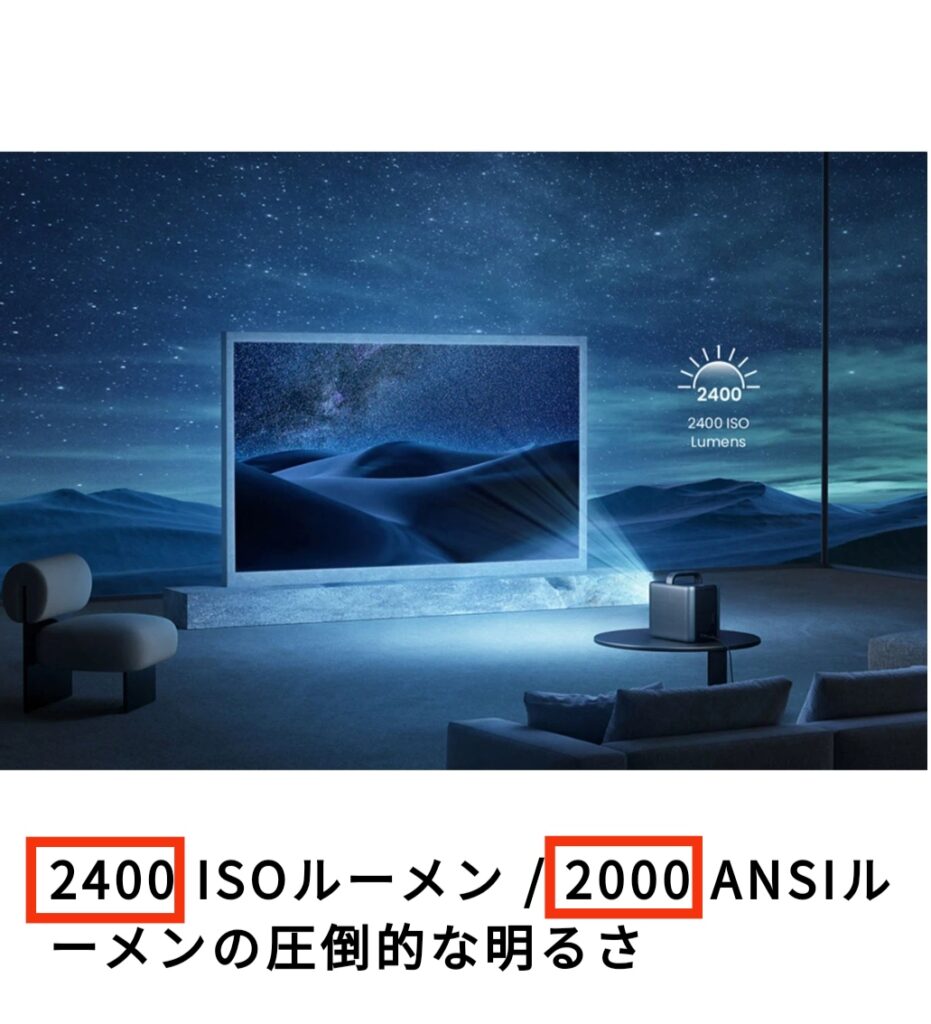 2400ISOルーメンは2000ANSIルーメン